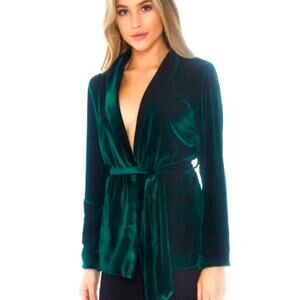 Charlie Holiday Green Velvet Blazer Jacket 6